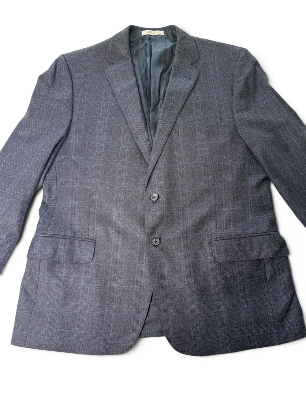 Joseph Abboud Men’s 44R Slim Fit 100% Wool Marzotto Super 100’s Plaid Blazer